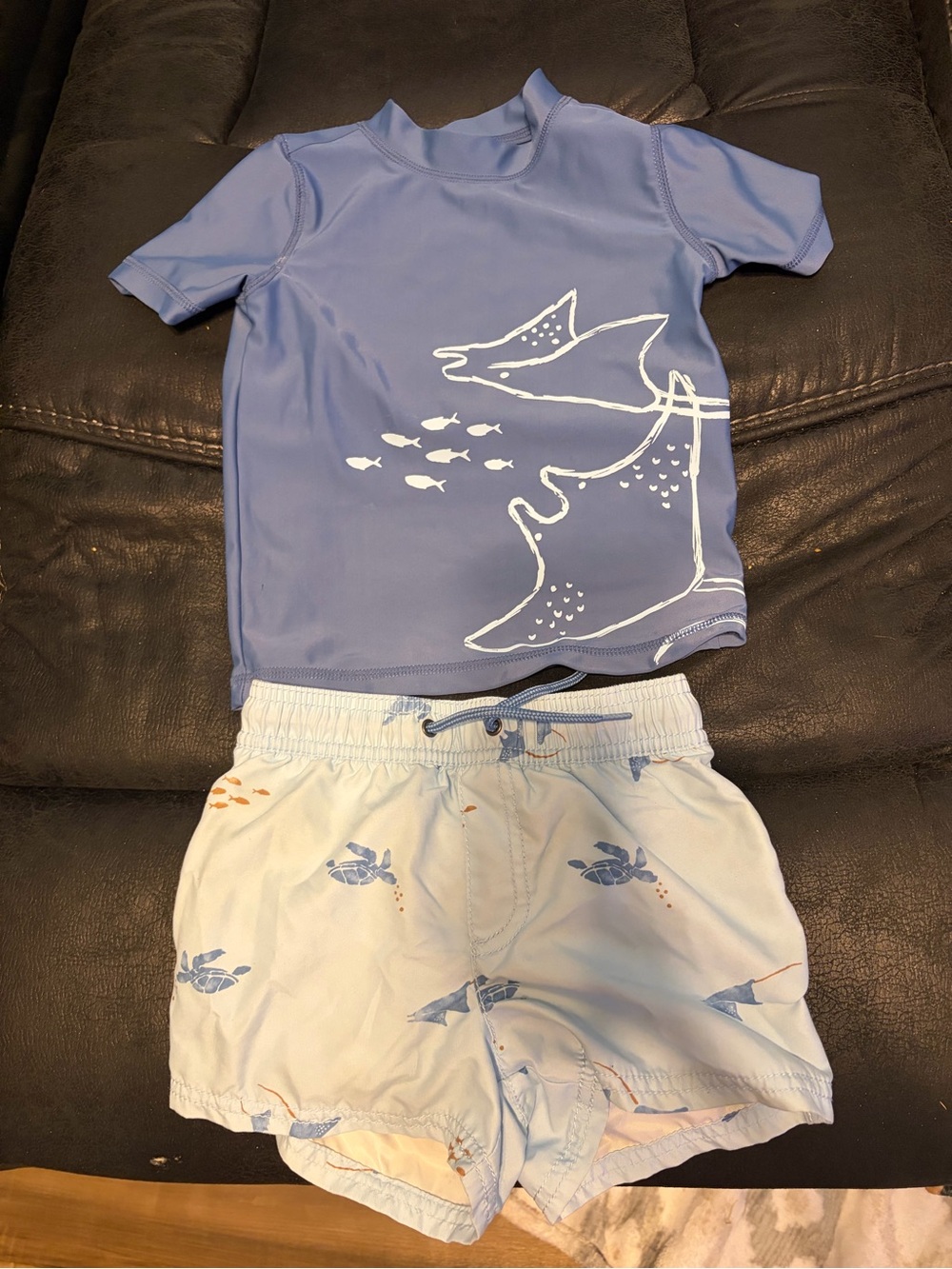 Carter's Blue Short-Sleeve Rash Guard with Sea Life Print